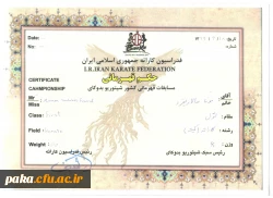 افتخار آفرینی  خانم مونا سالاری فرد در سیزدهمین دوره مسابقات کاراته قهرمانی کشور 2